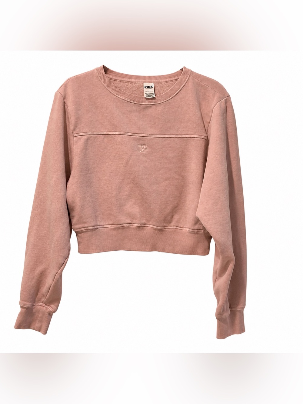 PINK Victoria’s Secret Dusty Rose Cropped Crewneck Sweatshirt Small Cozy Lounge